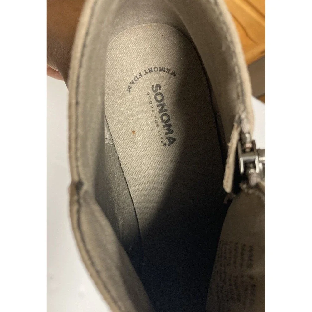 Sonoma Milford Beige Ankle Bootie Zip Comfort Memory Foam Round Toe US 9 M